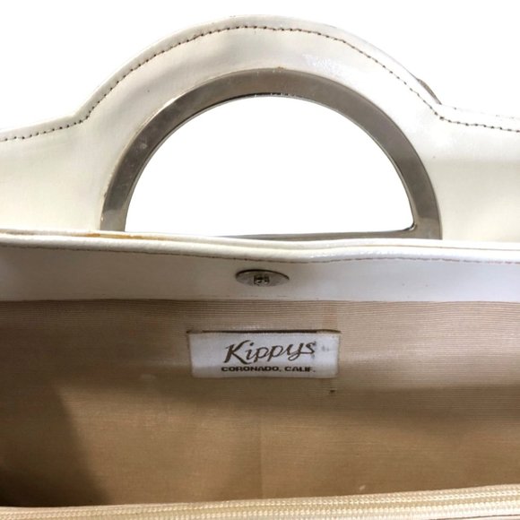 Kippys Coronado Leather Handbag Clutch Crystals Ivory Beige - See Condition - Picture 2 of 4
